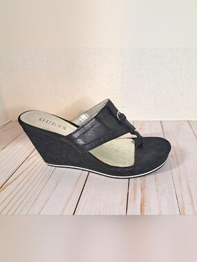 Guess Black Wedge Sandals